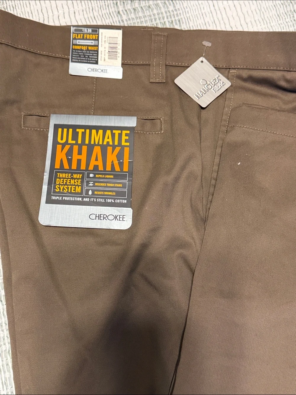 Cherokee Brown Men's Flat-Front Chinos